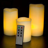New Battery Operated Flame less LED Candles with Remote (1) 4" (1) 5" (1) 6"